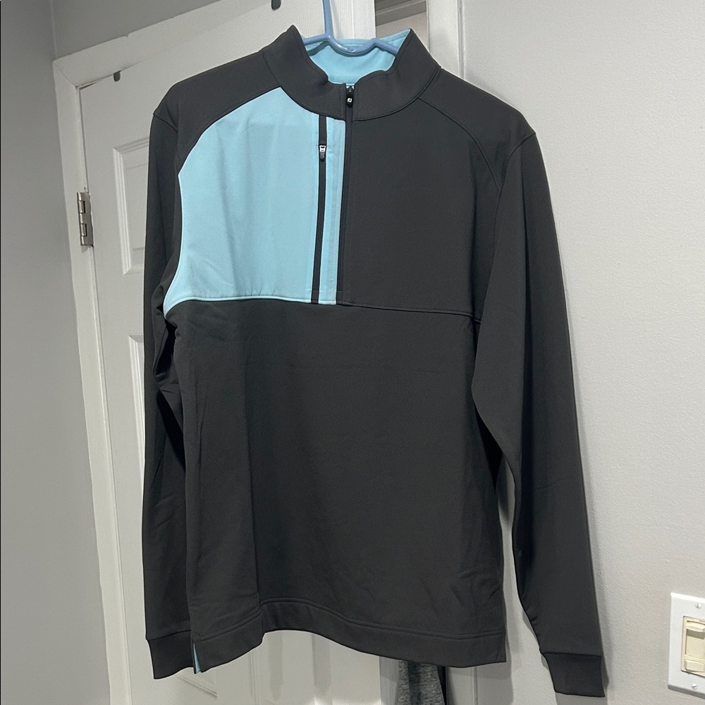 FootJoy Black and Light Blue Quarter-Zip Pullover